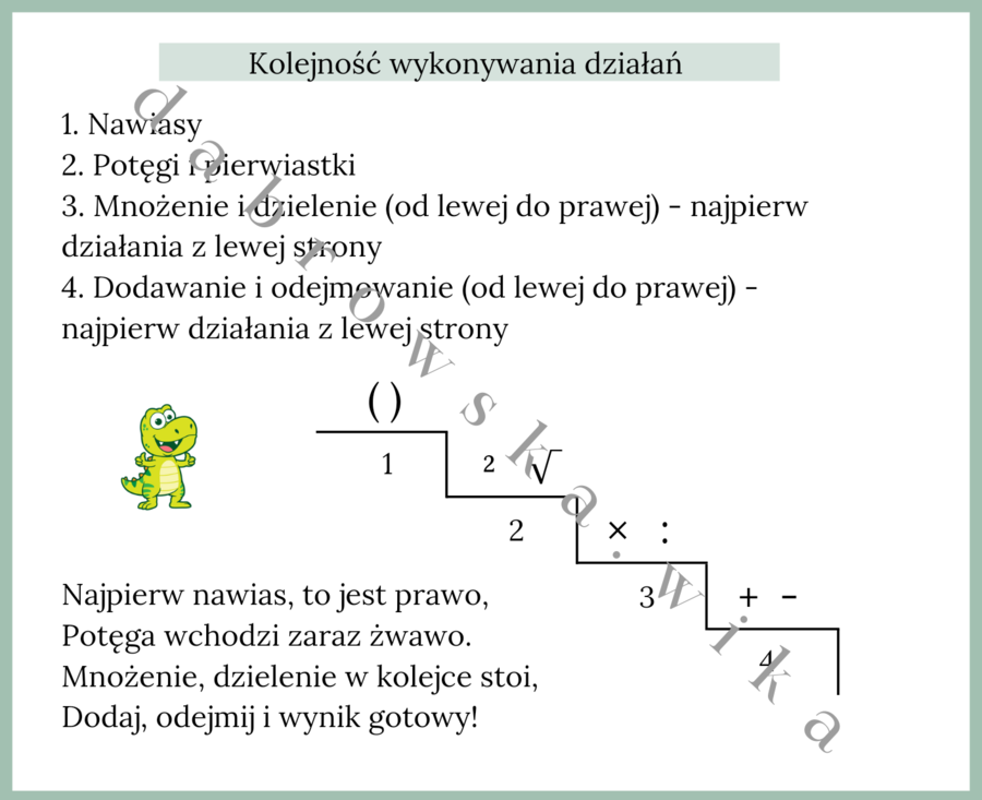 Kolejność wykonywania działań - notatka