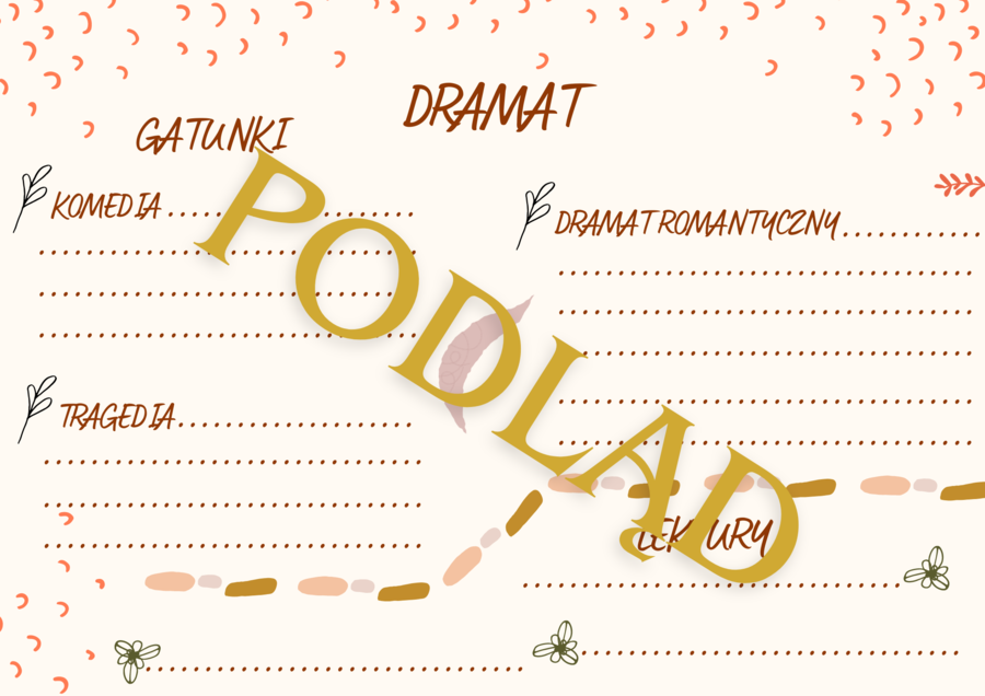 Liryka, epika i dramat - notatki do uzupełnienia (powtórka przed egzaminem ósmoklasisty i nie tylko)