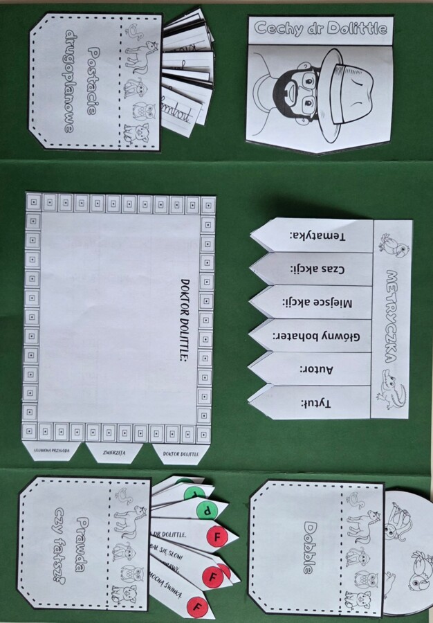 Lapbook - "Dr Dolittle i jego zwierzęta" + test ze znajomości lektury + kod QR do testu
