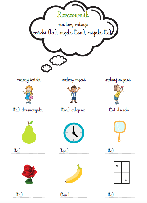 Rzeczownik - karta pracy