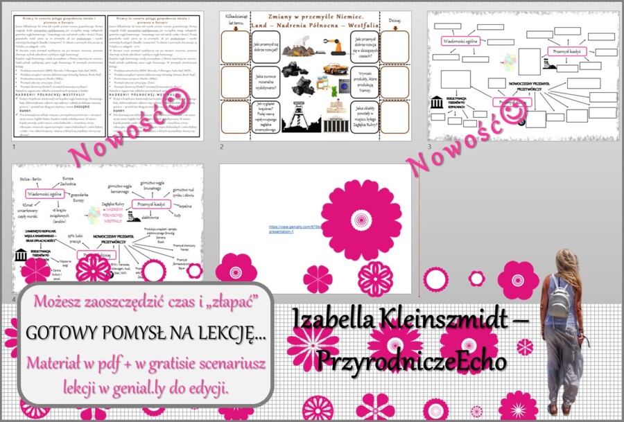 Pomysł na lekcję/karta pracy/stacje zadaniowe/notatki/ materiał do lekcji do tematu „Zmiany w przemyśle Niemiec” w pdf. W gratisie niekomercyjny scenariusz lekcji/pomysł na lekcję w programie genial.ly do edycji. Geografia 6. Dział „Sąsiedzi Polski”.