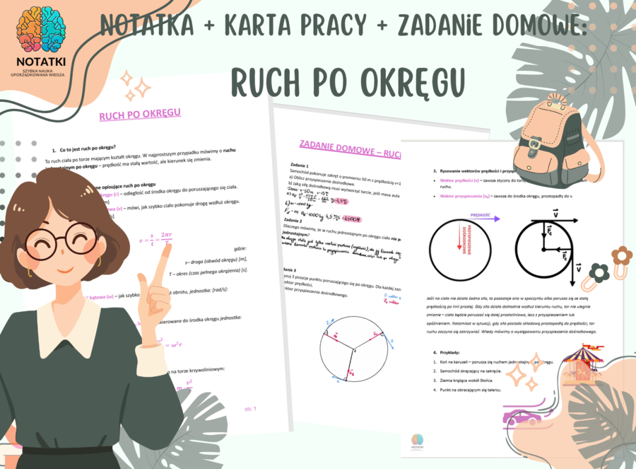 Notatka + zadania z odpowiedziami: Ruch po okręgu