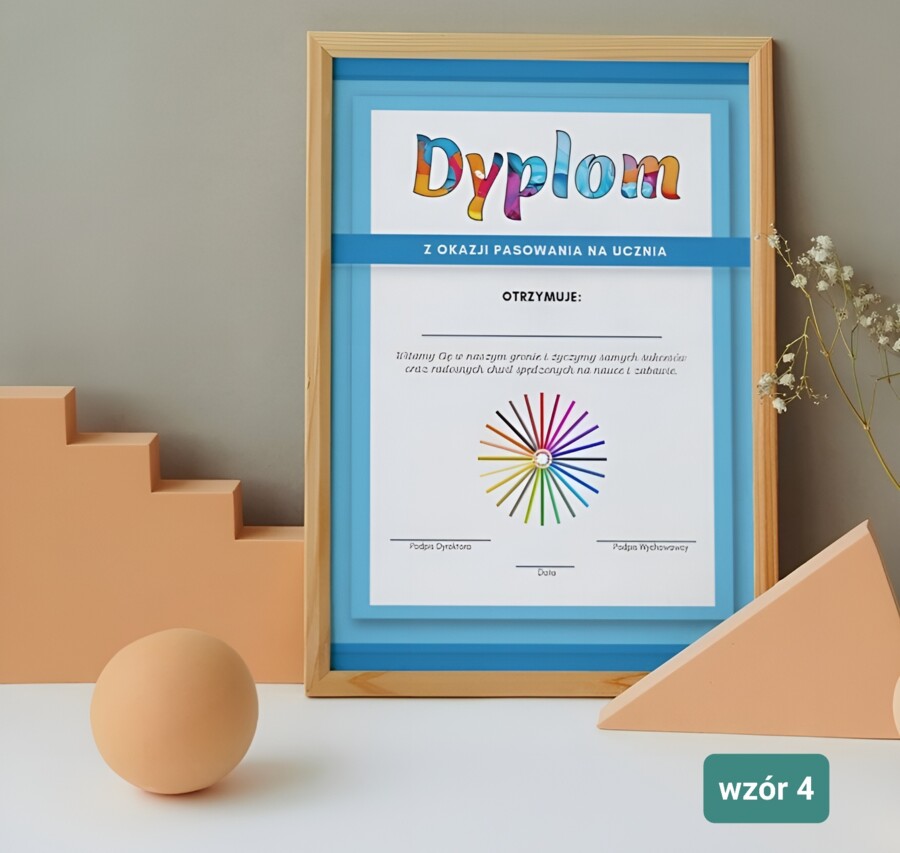 Dyplom z Okazji Pasowania na ucznia. Format A4 PDF