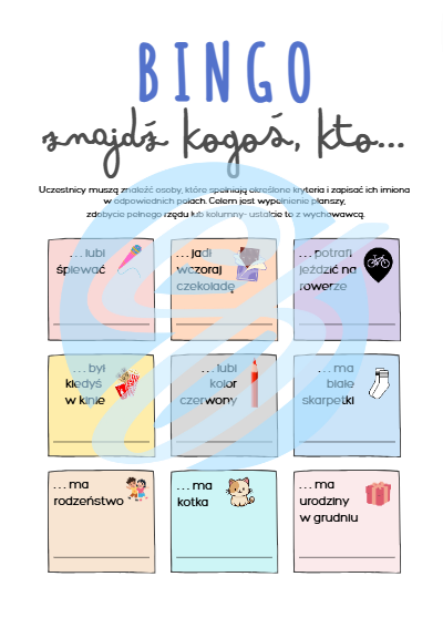 Gra integracyjna "Znajdź kogoś, kto..." - Bingo dla klasy