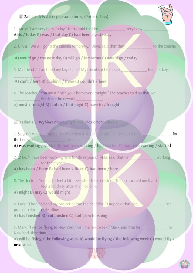 Mowa zależna w języku angielskim – kompleksowy materiał dydaktyczny
