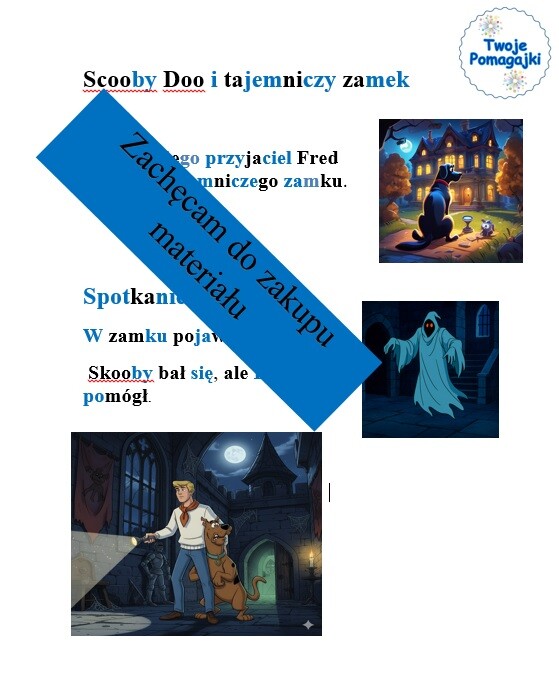 Nauka czytania sylabami - opowiadanie Scooby Doo i tajemniczy zamek👻