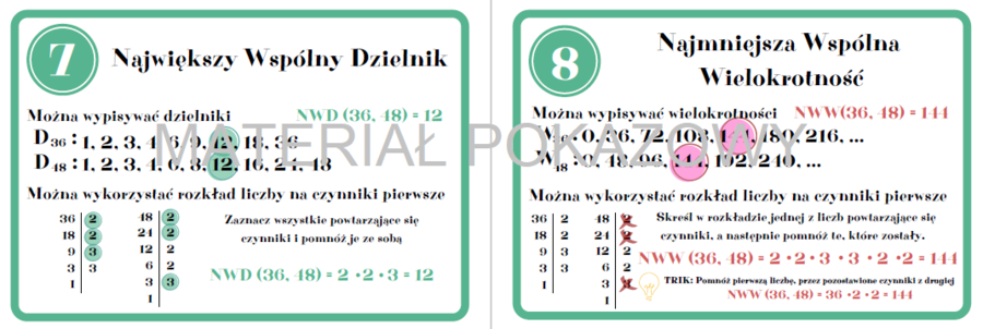 Matematyczne fiszki - liczby, cechy podzielności, liczby rzymskie, potęgi, pierwiastki