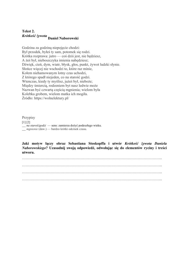 📃Test historycznoliteracki – język polski – matura Barok