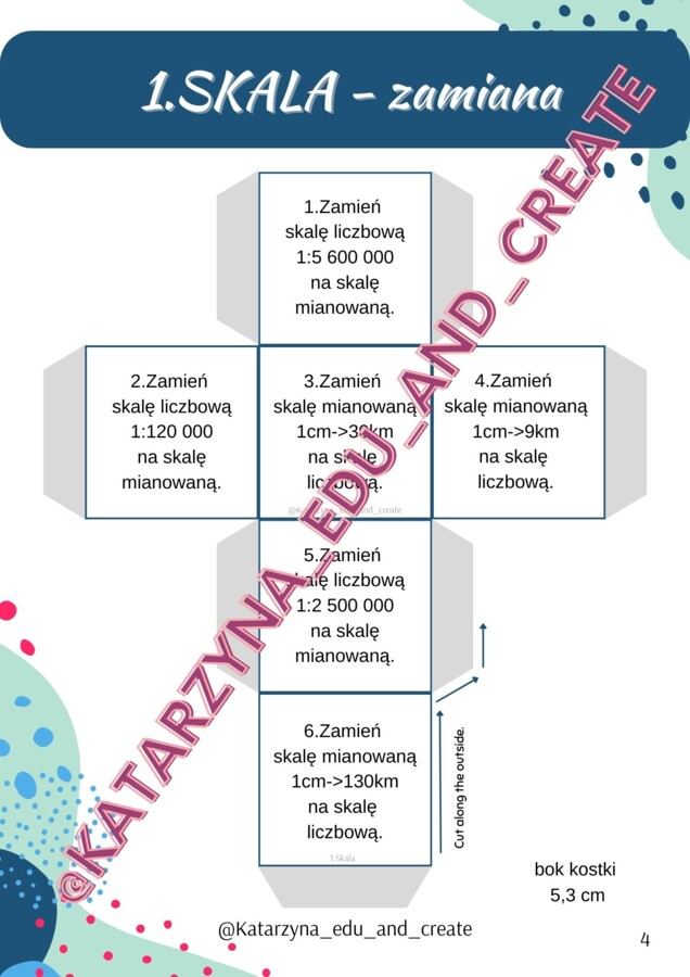 Kostki edukacyjne - mapa i skala