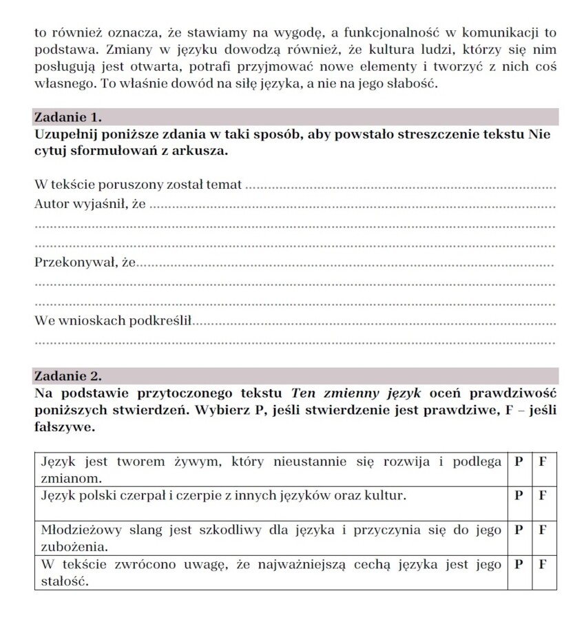 Arkusz egzaminacyjny "Kamienie na szaniec"