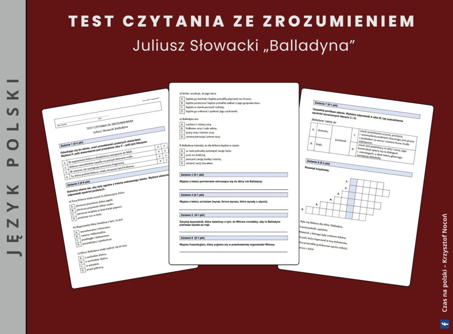 "Balladyna" – test czytania ze zrozumieniem