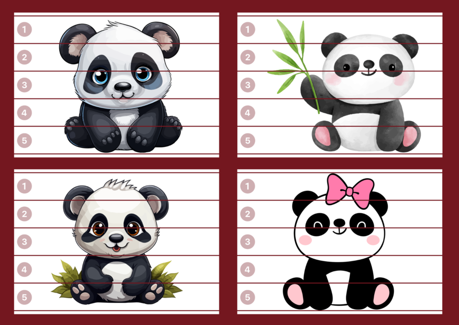 DZIEŃ PANDY – puzzle – biblioteka – świetlica – przedszkole – 12 wersji