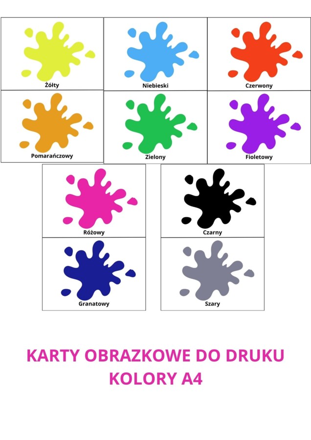 KARTY OBRAZKOWE KOLORY