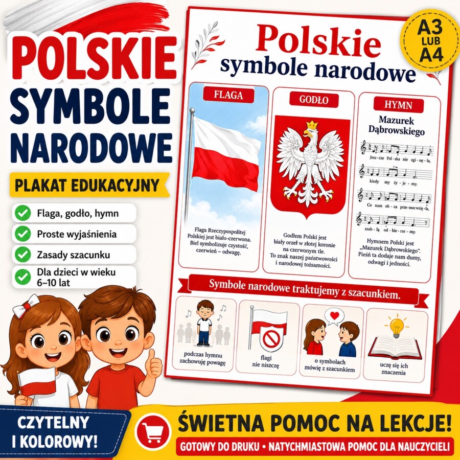 Plakat. Polskie symbole narodowe