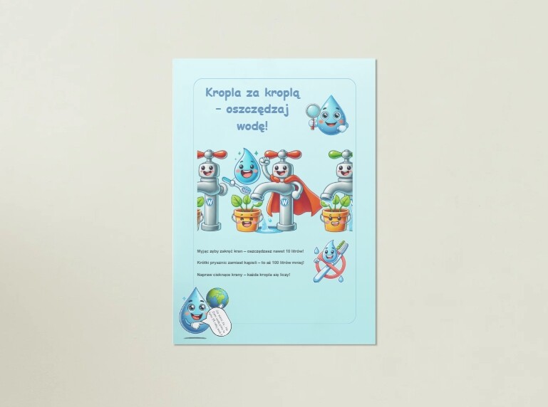 Plakaty edukacyjne. Recykling, oszczędzanie wody i energii.