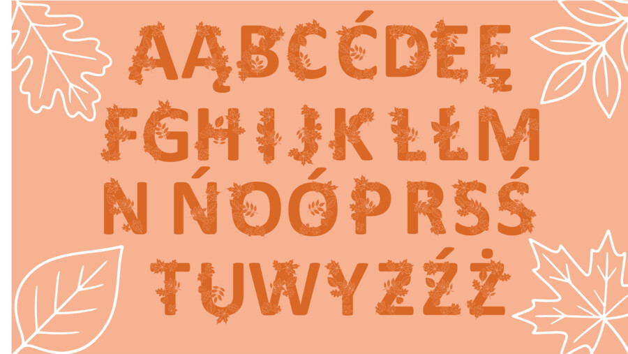 Alfabet polski z motywami jesieni (pdf i png do canvy )