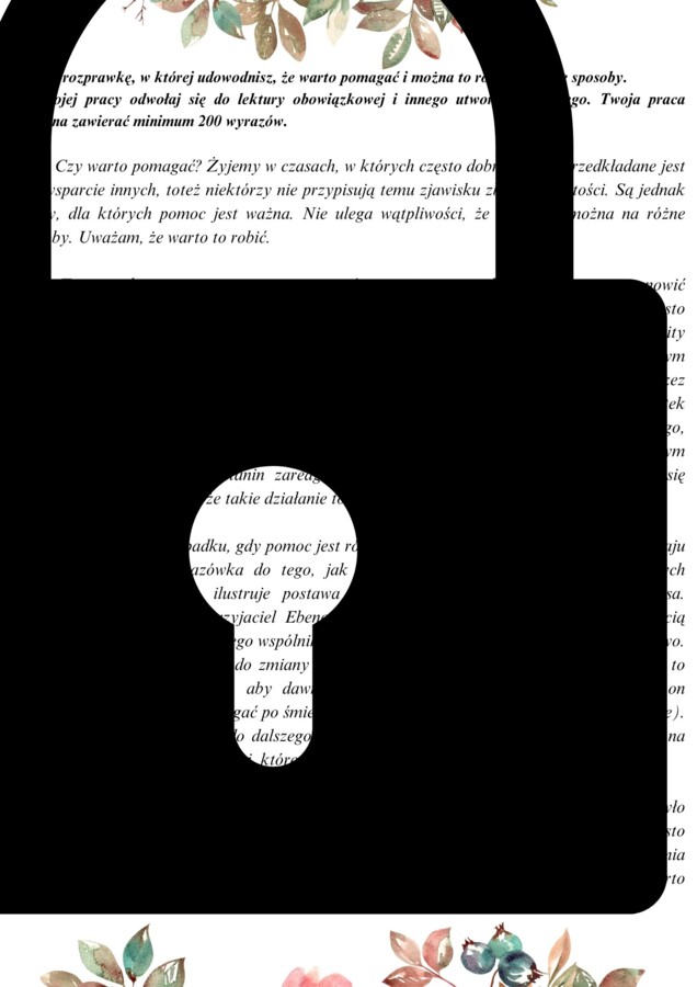 Rozprawka dotycząca pomocy _ materiał do pracy na lekcji