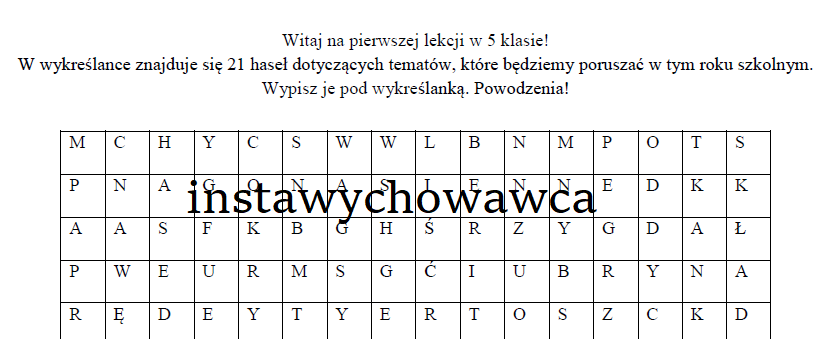 Biologia 5-wykreślanka: co będziemy robić?