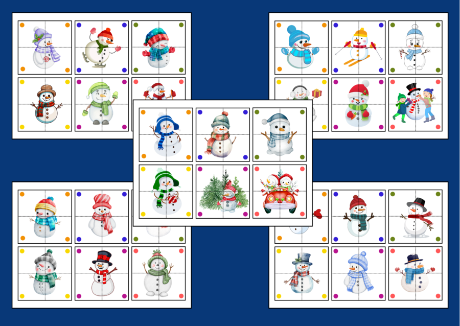 DZIEŃ BAŁWANA – Dzień Bałwanka - ZIMA – puzzle – układanka- układanki – biblioteka – świetlica – przedszkole – 30 wersji