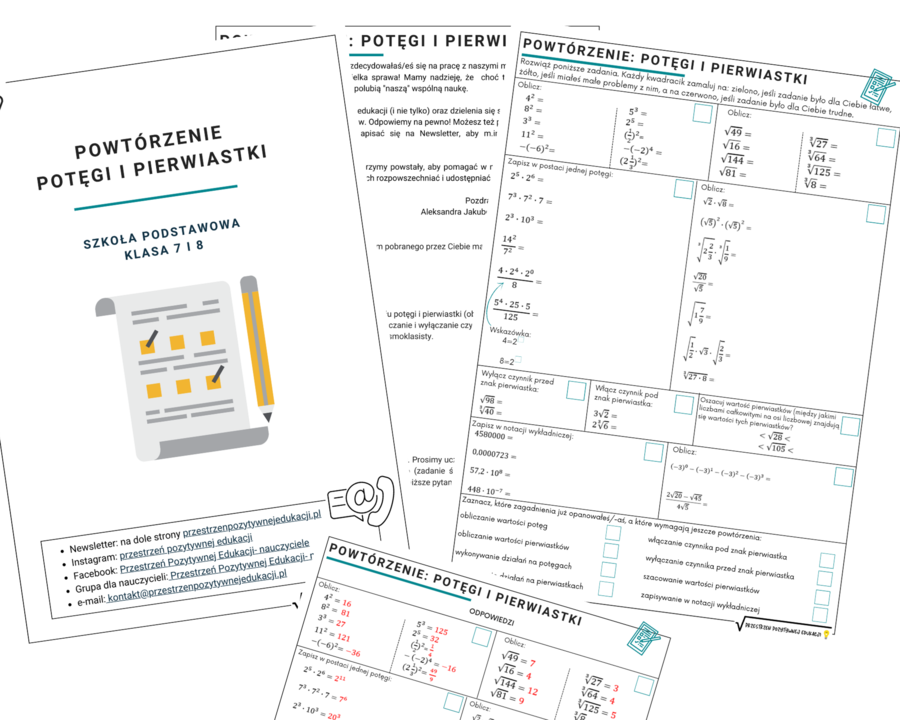 Powtórzenie z potęg i pierwiastków (klasa 7 i 8)