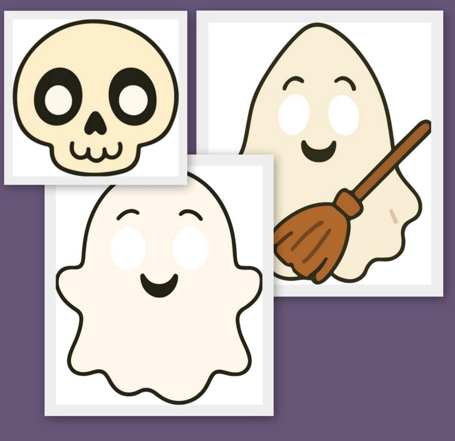 Maski na dzień dyni / halloween format a4 pdf+jpg 13 szt. kolor i czarno białe!