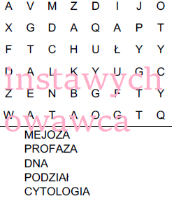 Cykl komórkowy-wykreślanka