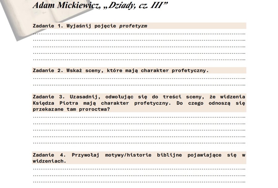 Karta pracy "Dziady, cz. III"