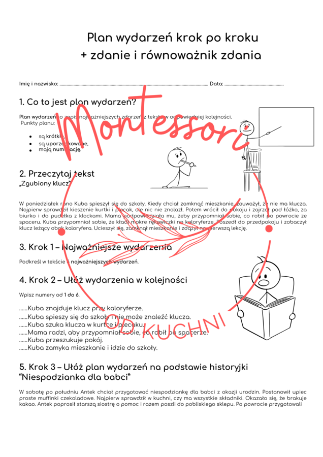 Plan wydarzeń krok po kroku KARTA PRACY