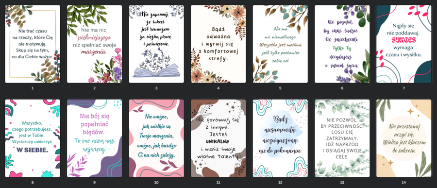 Plakaty z hasłami motywującymi dla uczniów