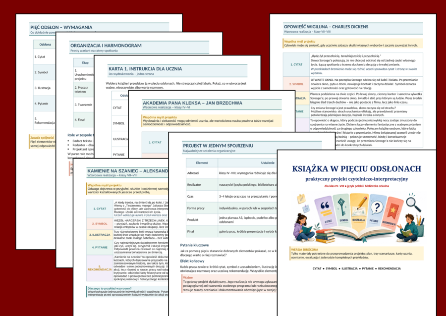 🌹 KSIĄŻKA W PIĘCIU ODSŁONACH - projekt czytelniczo-interpretacyjny dla klas 4-8