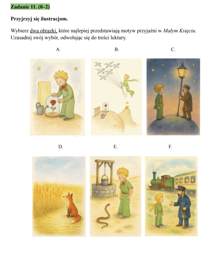 Arkusz egzaminacyjny – z frag. „Oskara i pani Róży” (klasa 8)