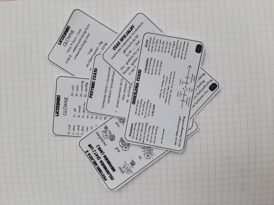 Zestaw gramatyczny - wklejki gramatyczne z j. niemieckiego - klasy 4-8, egzamin ósmoklasisty