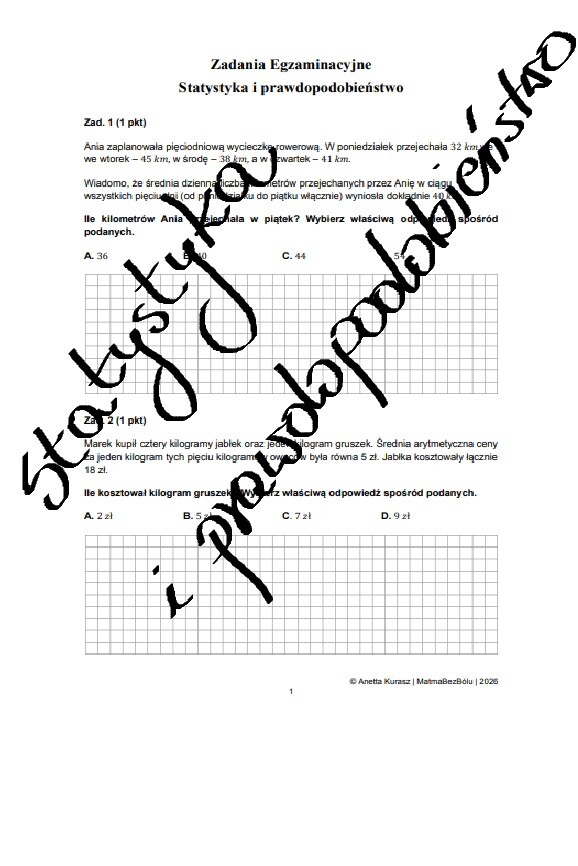 Zadania egzaminacyjne - Statystyka i prawdopodobieństwo
