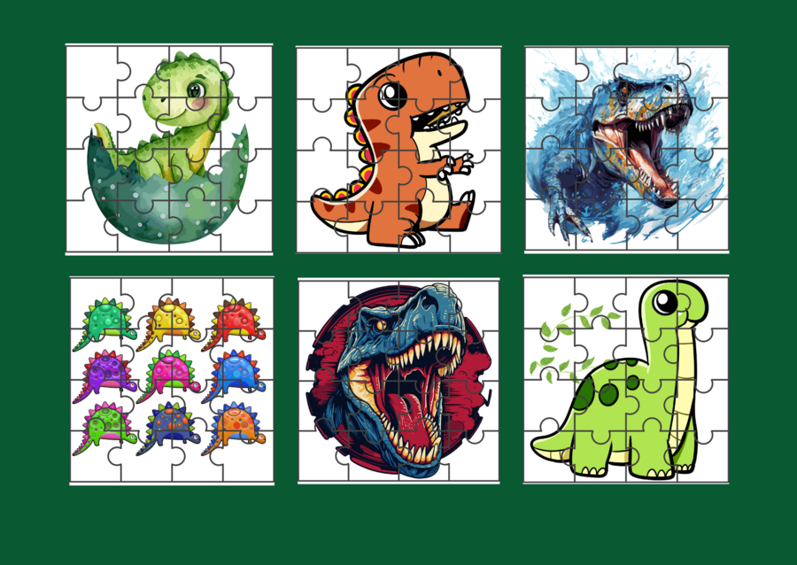 DZIEŃ DINOZAURA – PUZZLE – 26 obrazków – ćwiczenia redakcyjne