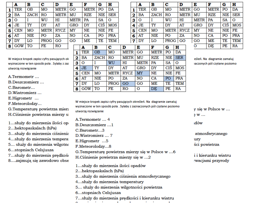 Kodowanka dla klasy 4 na podsumowanie lekcji "Obserwujemy pogodę"