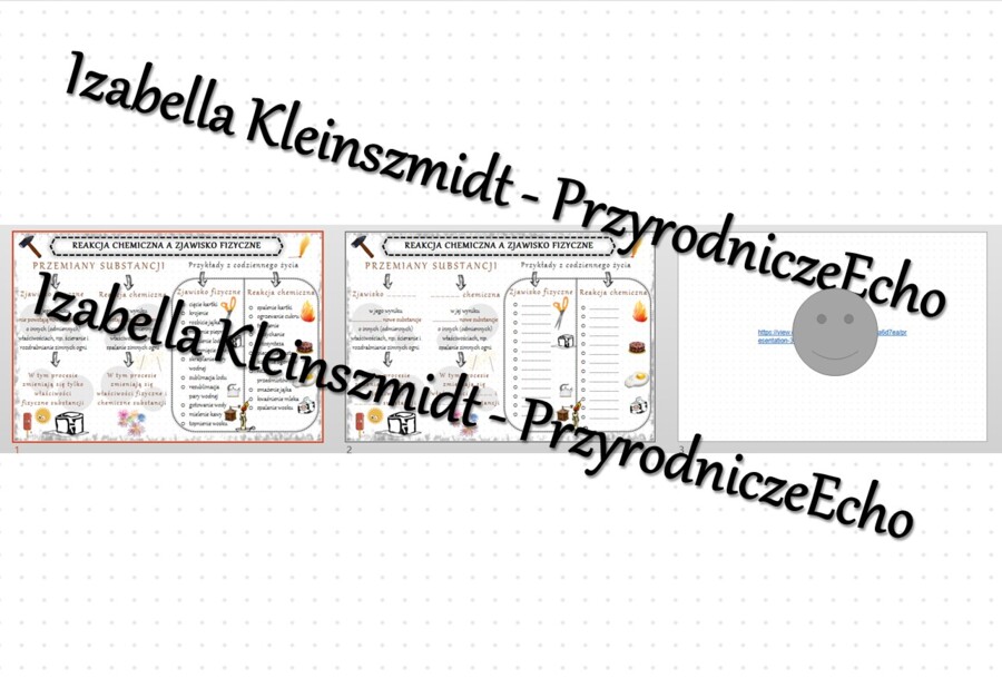 Minizestaw na temat „Reakcja chemiczna a zjawisko fizyczne” – sketchnotka + karta pracy w power point + gratisowy link do prezentacji multimedialnej niekomercyjnej wykonanej w genial.ly do indywidualnego pobrania i użycia do celów niekomercyjnych. Chemia