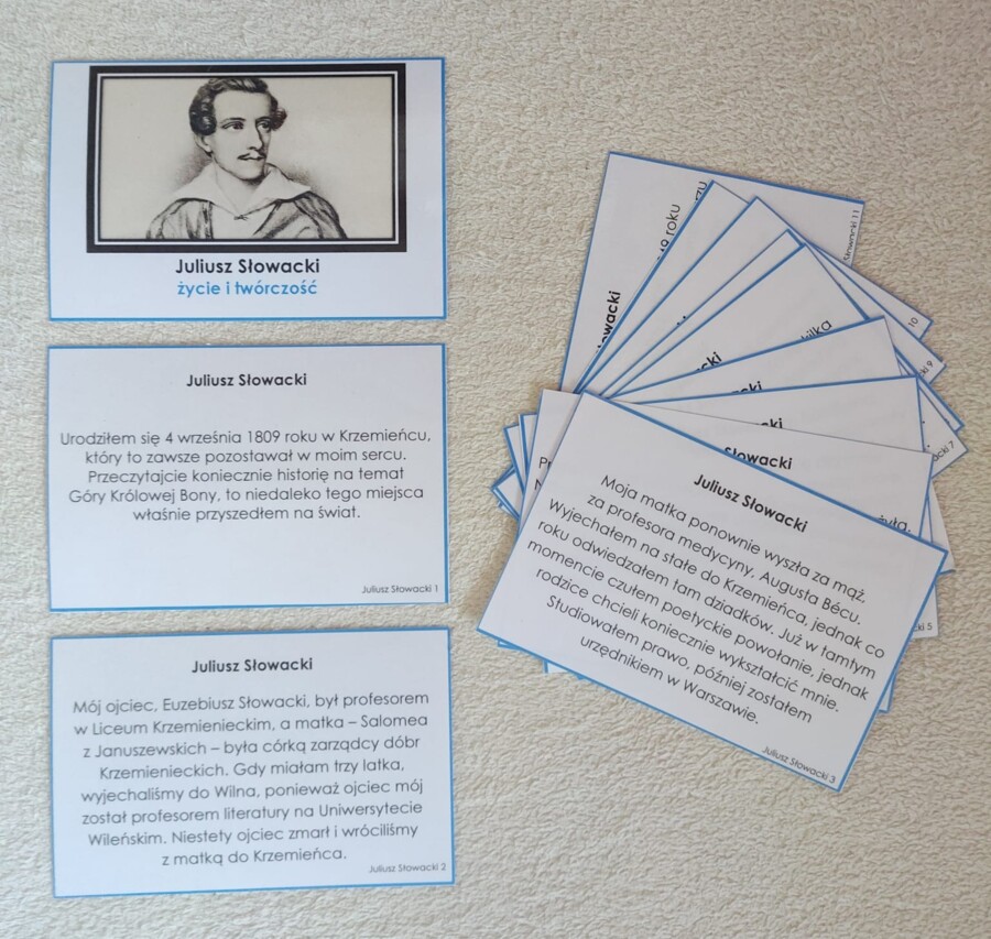 Juliusz Słowacki – biografia – karty Montessori