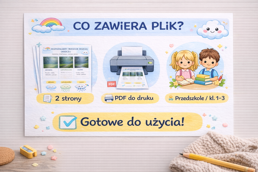 Karta pracy: Rozpoznaj rodzaje deszczu