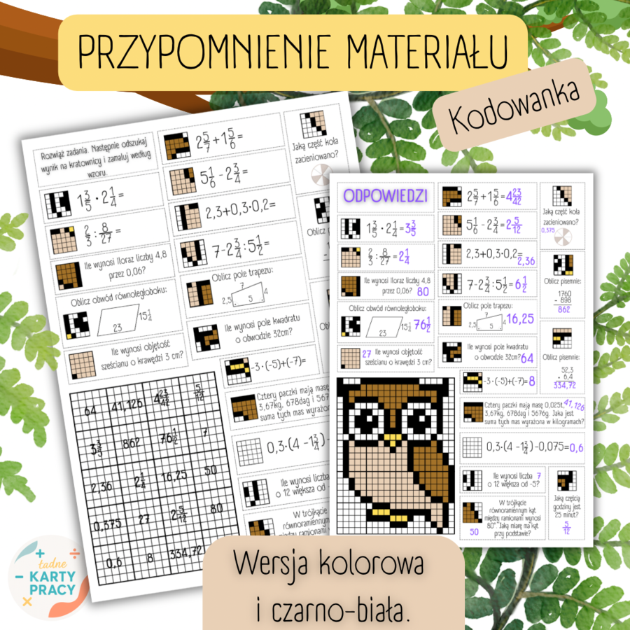 PRZYPOMNIENIE MATERIAŁU – kodowanka/bloksy - 20 ZADAŃ - klasa 5/ klasa 6/ klasa7 / klasa8