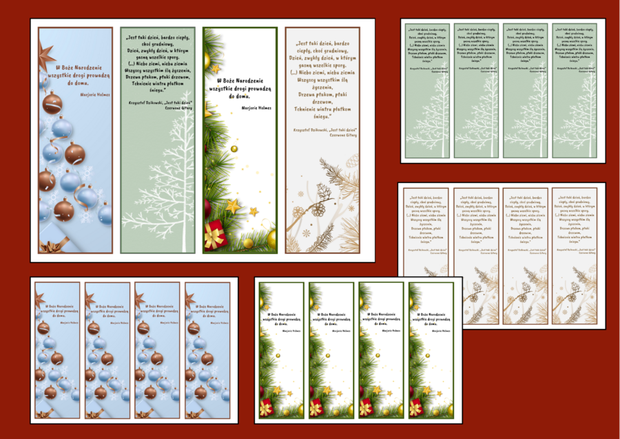 Boże Narodzenie – zakładki do książek – zakładka – biblioteka – świetlica – wersja 4