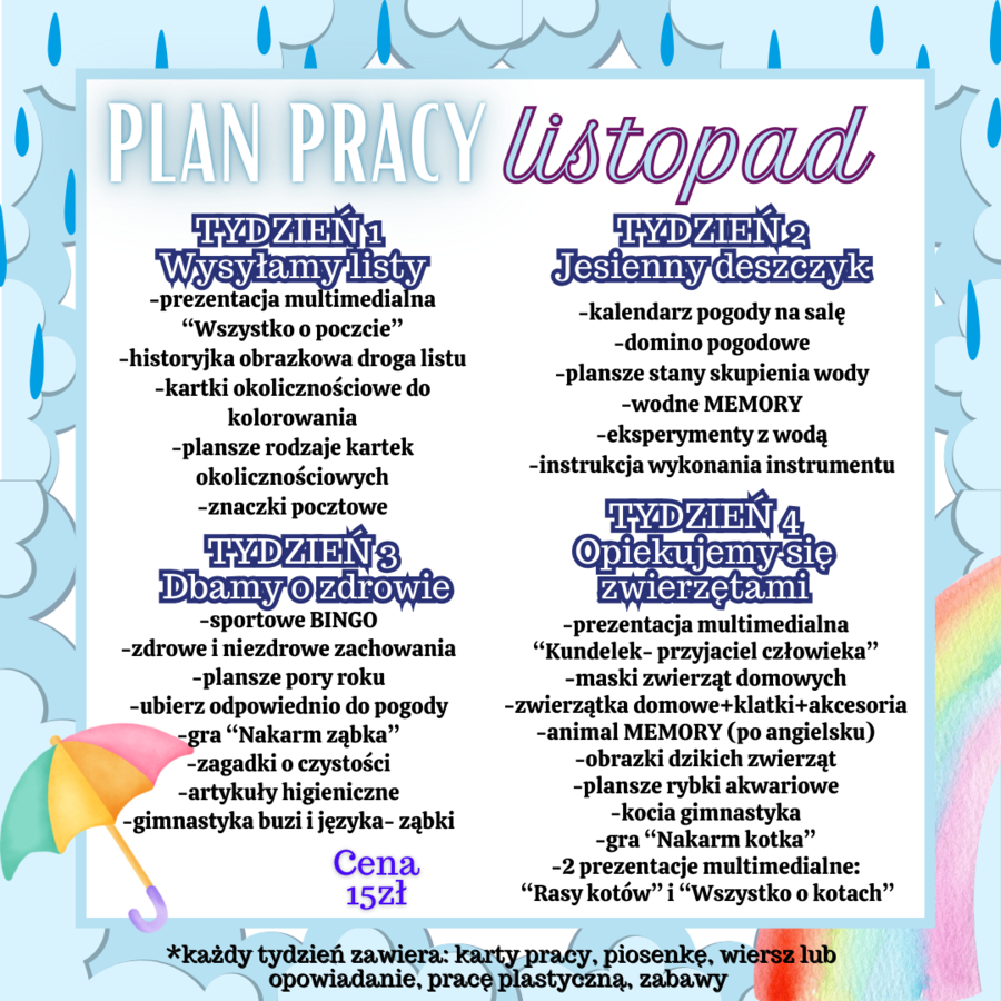Plan pracy LISTOPAD