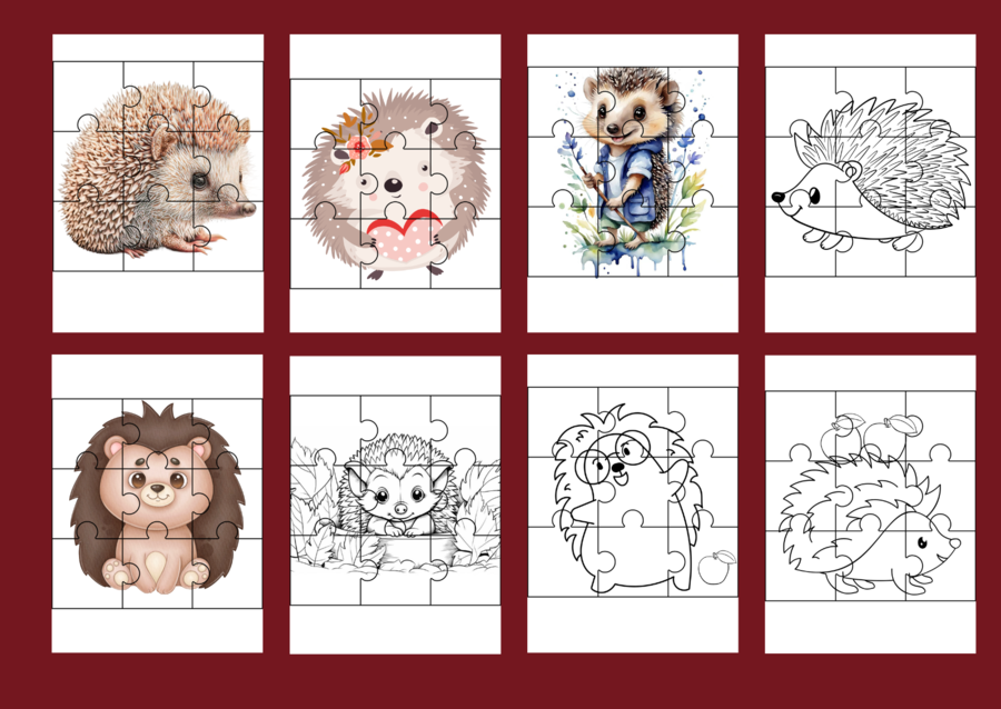 DZIEŃ JEŻA– puzzle – 17 szt.- biblioteka - świetlica