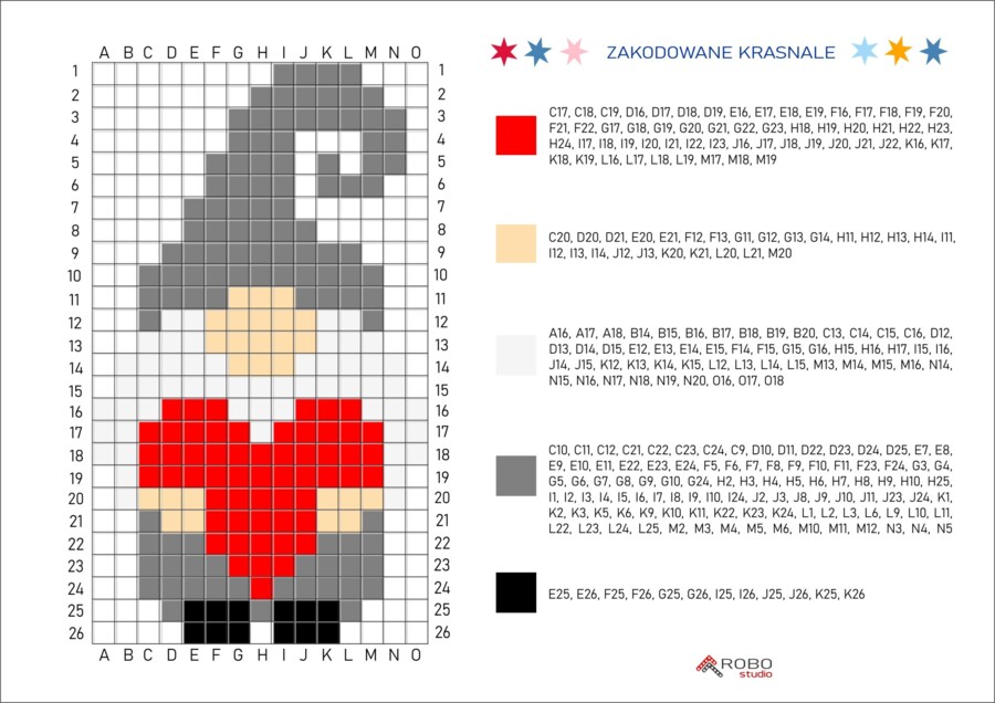 Kodowanka Krasnal 2, święta, mikołajki, Boże Narodzenie, zima, kodowanie, pixel art, ukryty obrazek, gnom, odkoduj Walentynki