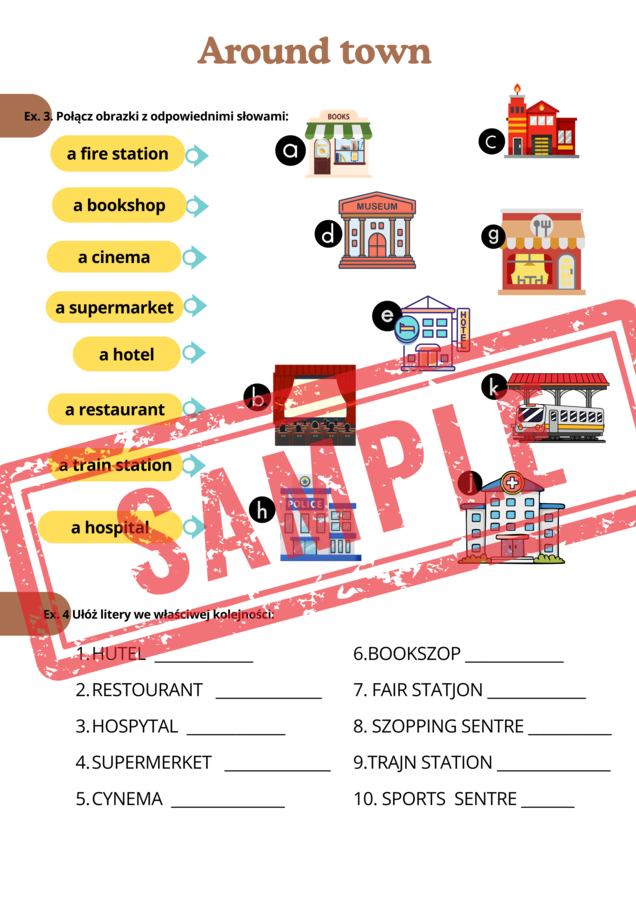 Stars and Heroes 2 Unit 3 Around town - karty pracy