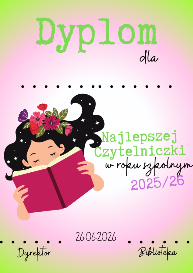 Dyplom Najlepszej Czytelniczki i Najlepszego Czytelnika