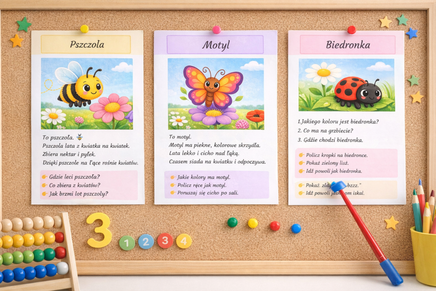Kto lata nad łąką? – mini książeczka o owadach i kwiatach