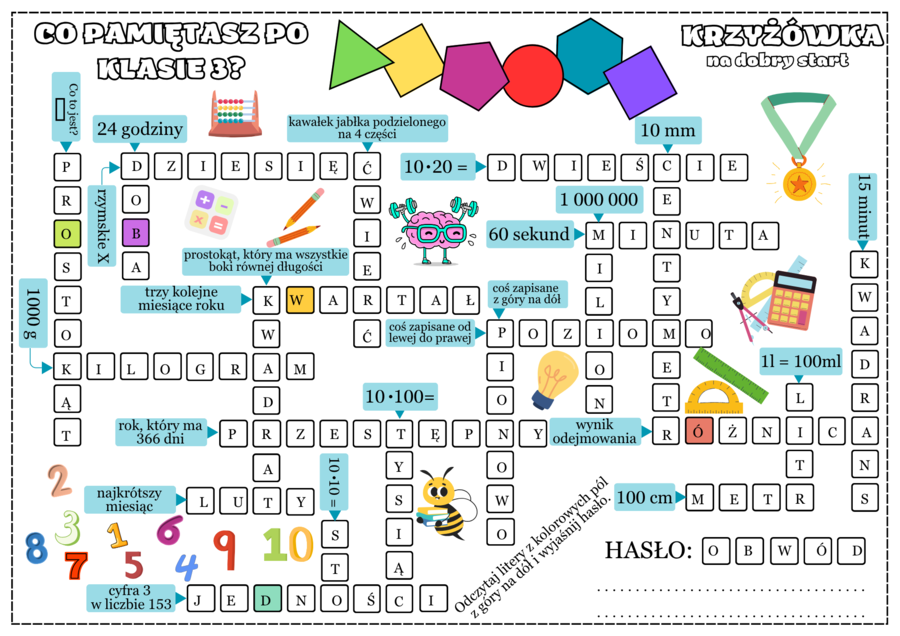 Matematyka. Co pamiętasz po klasie 3? Powtórzenie. Pierwsza lekcja. Klasa 4