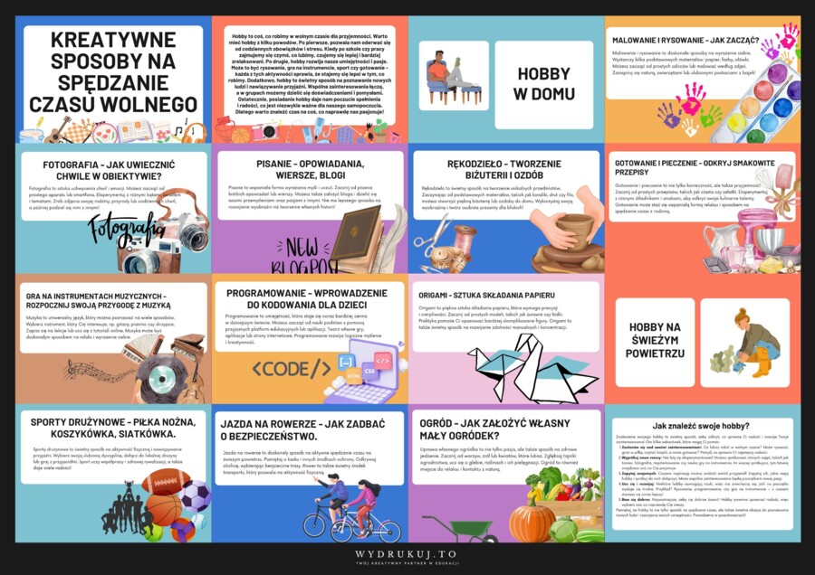 "Kreatywne sposoby na spędzanie czasu wolnego" - gazetka i prezentacja