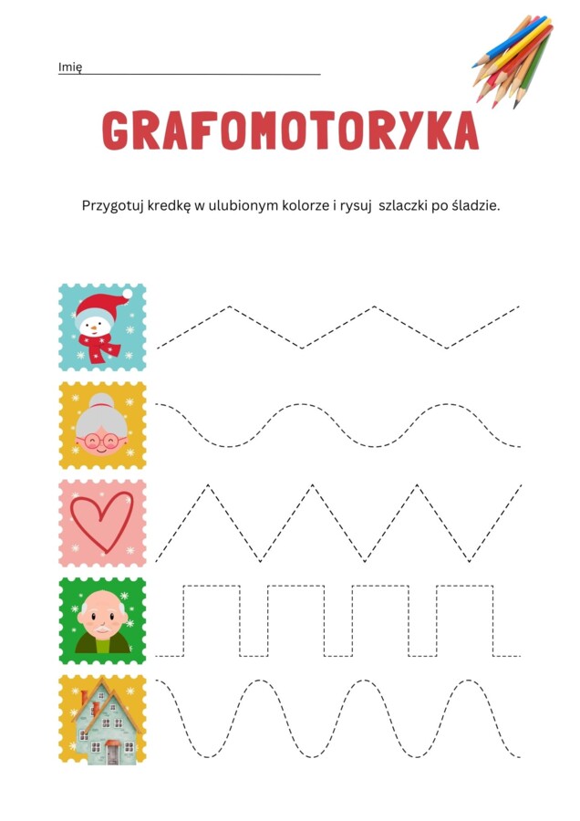 Dzień Babci i Dziadka - karty pracy - grafomotoryka