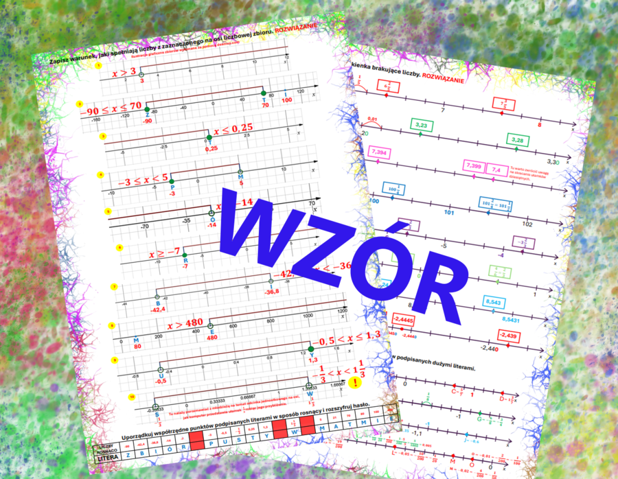 (klasa 7 klasa8) Oś liczbowa i zbiory na osi liczbowej (z hasłem).